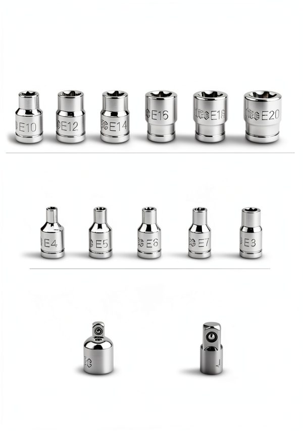 JU JIAN TEC 13-Piece E-Torx Socket Set Chrome Vanadium Steel-1