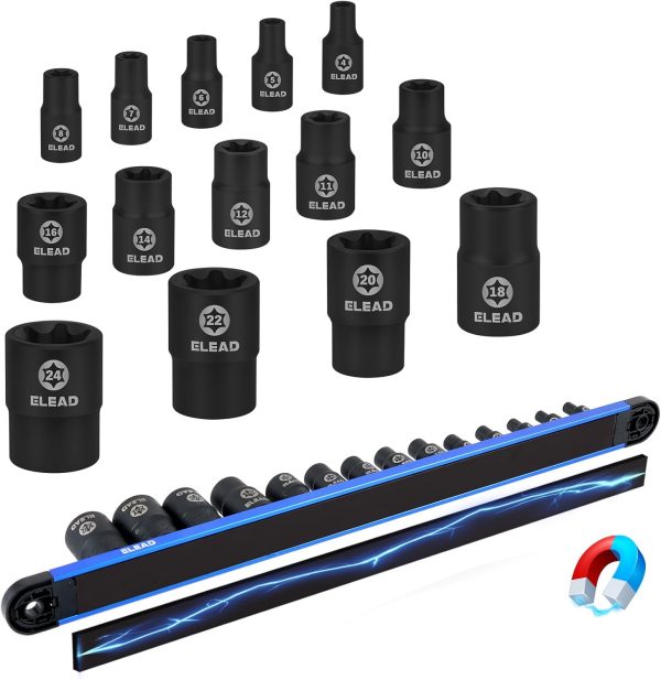 ELEAD 14-Piece E-Torx Socket Set Chrome Vanadium Steel-0
