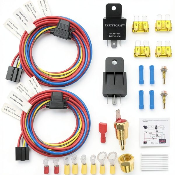 FASTSTORM Dual Electric Fan Relay Kit 60A Automatic Cooling Control-0