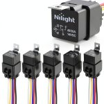 Nilight 30A Automotive Relay 12V DC Waterproof 5-Pin Pre-Wired Harness-0