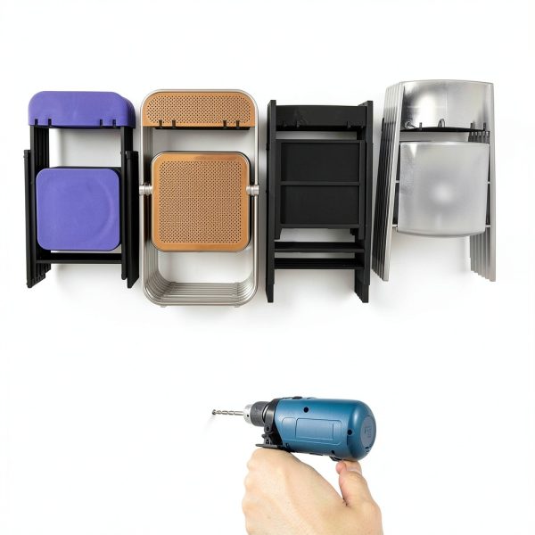 Folding Chair Storage Rack Samrelax Heavy‑Duty Steel Wall Mount-3