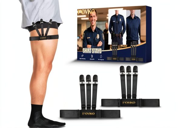 Shirt Stays for Men FOVKO Elastic Garter with Non Slip Clips-1