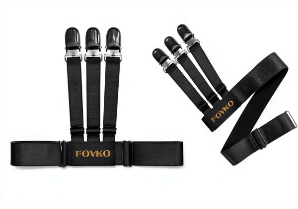 Shirt Stays for Men FOVKO Elastic Garter with Non Slip Clips-4