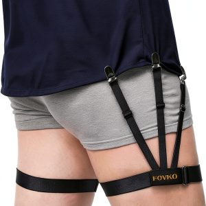 Shirt Stays for Men FOVKO Elastic Garter with Non Slip Clips-0