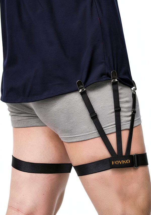 Shirt Stays for Men FOVKO Elastic Garter with Non Slip Clips-0